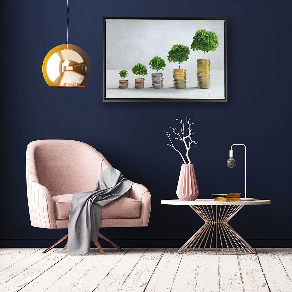 canvas schilderij money tree baklijst kamer