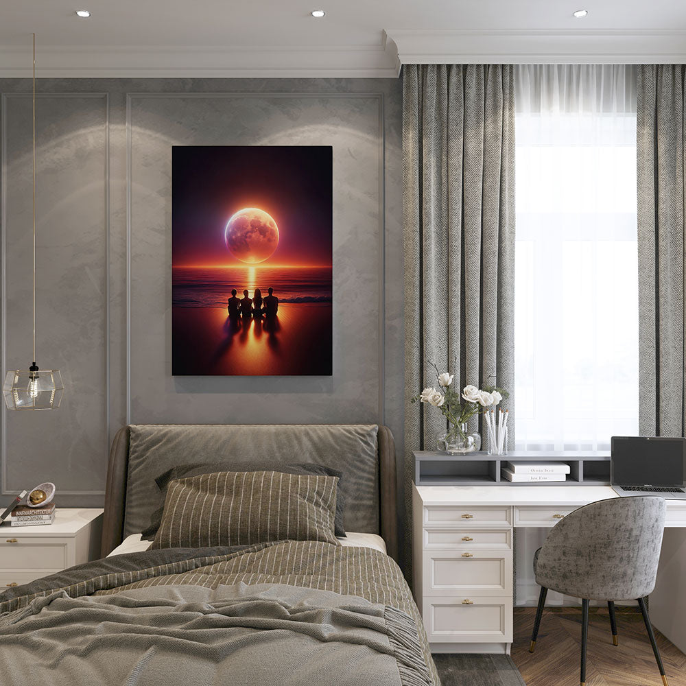 canvas schilderij moonset at sea slaapkamer