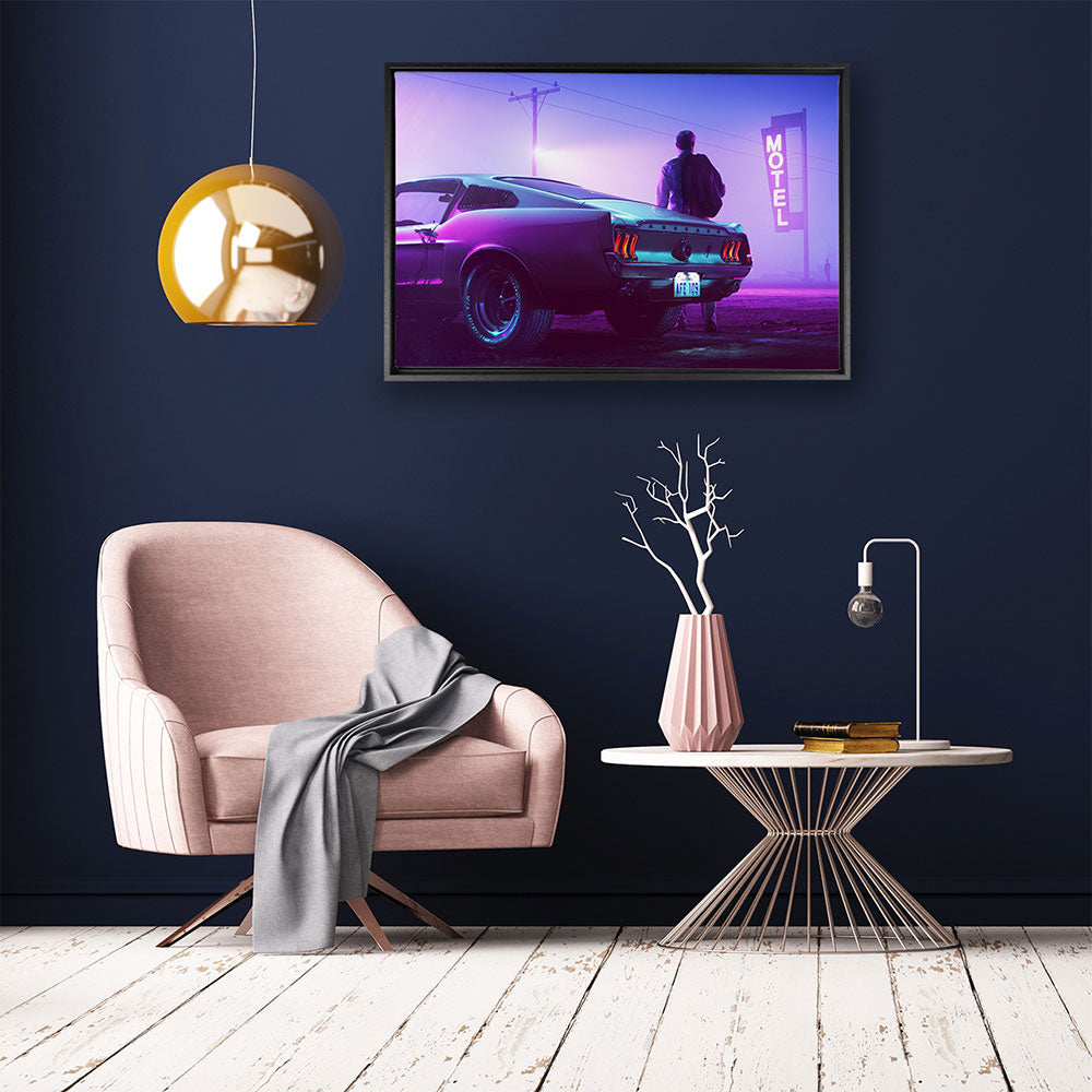 canvas schilderij motel mustang baklijst kamer