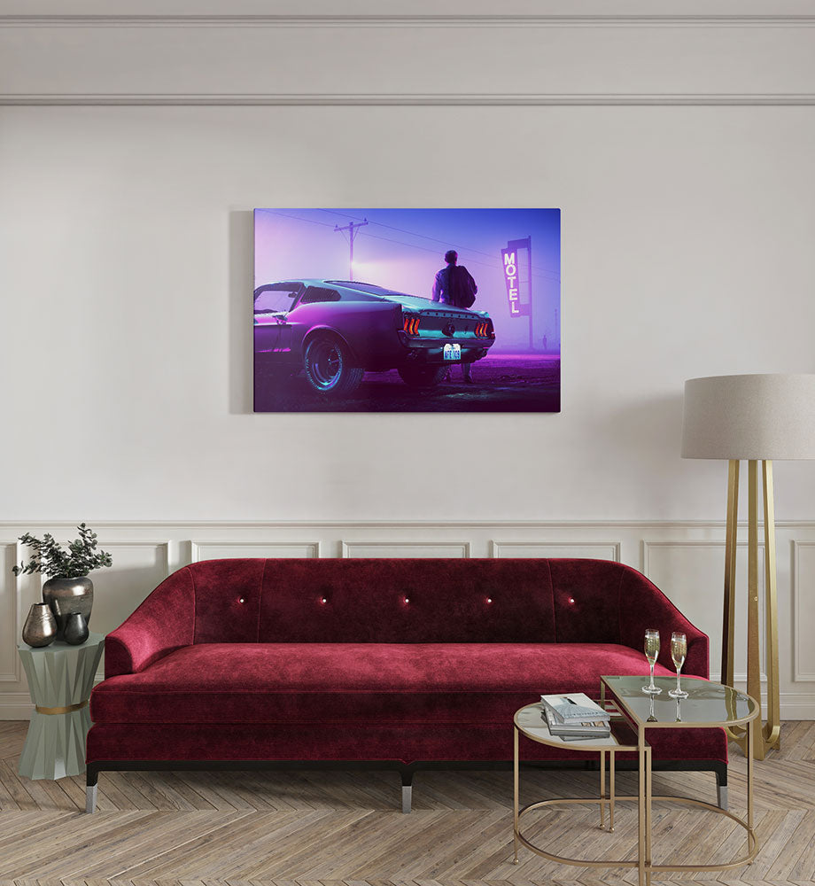 canvas schilderij motel mustang kamer
