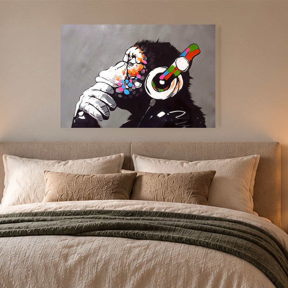 canvas schilderij music monkey slaapkamer