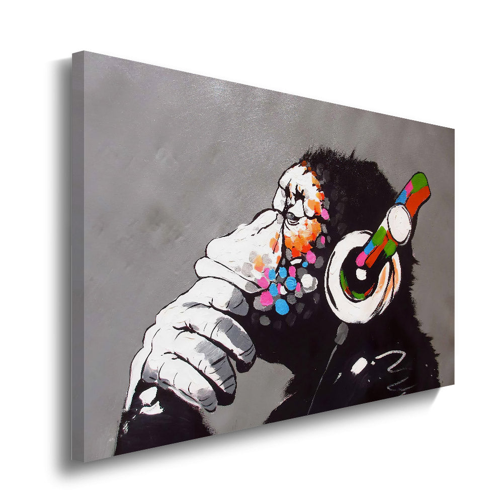 canvas schilderij music monkey voorkant