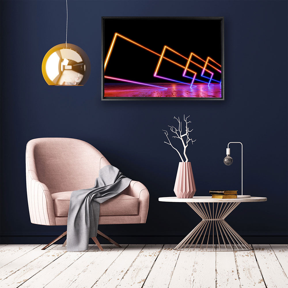 canvas schilderij neon light baklijst kamer