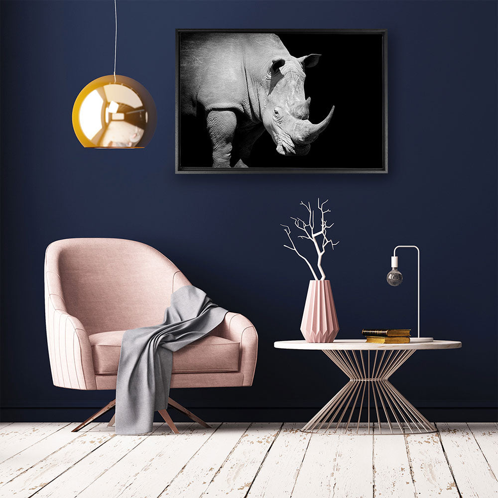 canvas schilderij neushoorn baklijst kamer