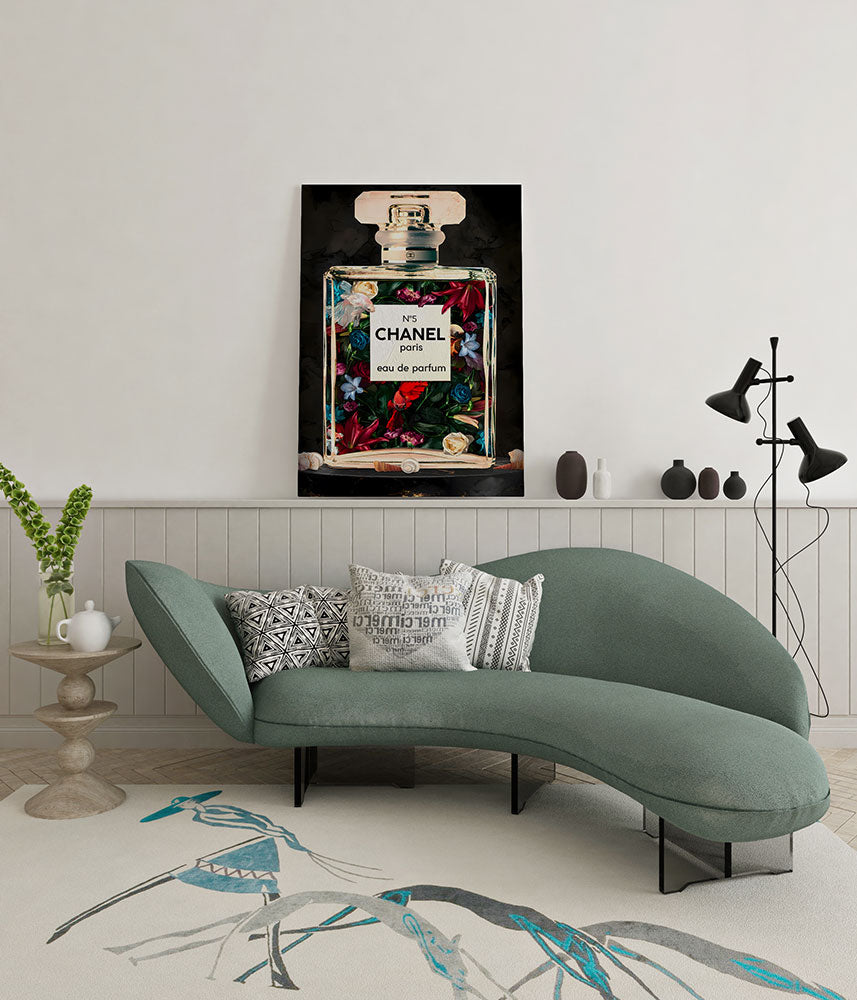 canvas schilderij parfum bottle wachtruimte