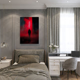 canvas schilderij persoon rood zwart slaapkamer