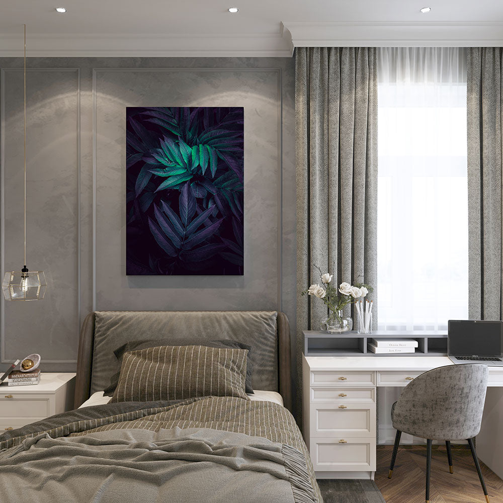canvas schilderij planten bladeren slaapkamer