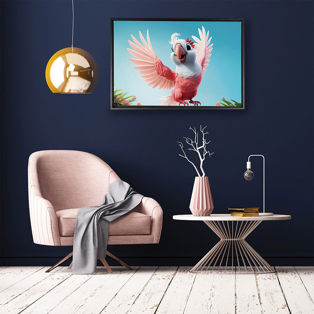 canvas schilderij schattige parkiet baklijst kamer