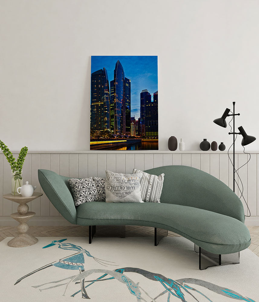 canvas schilderij singapore downtown wachtruimte