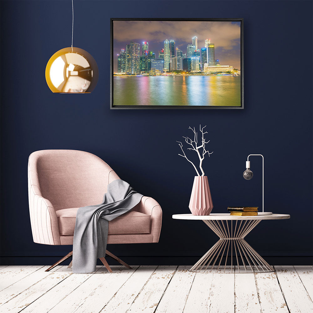 canvas schilderij singapore skyline baklijst kamer