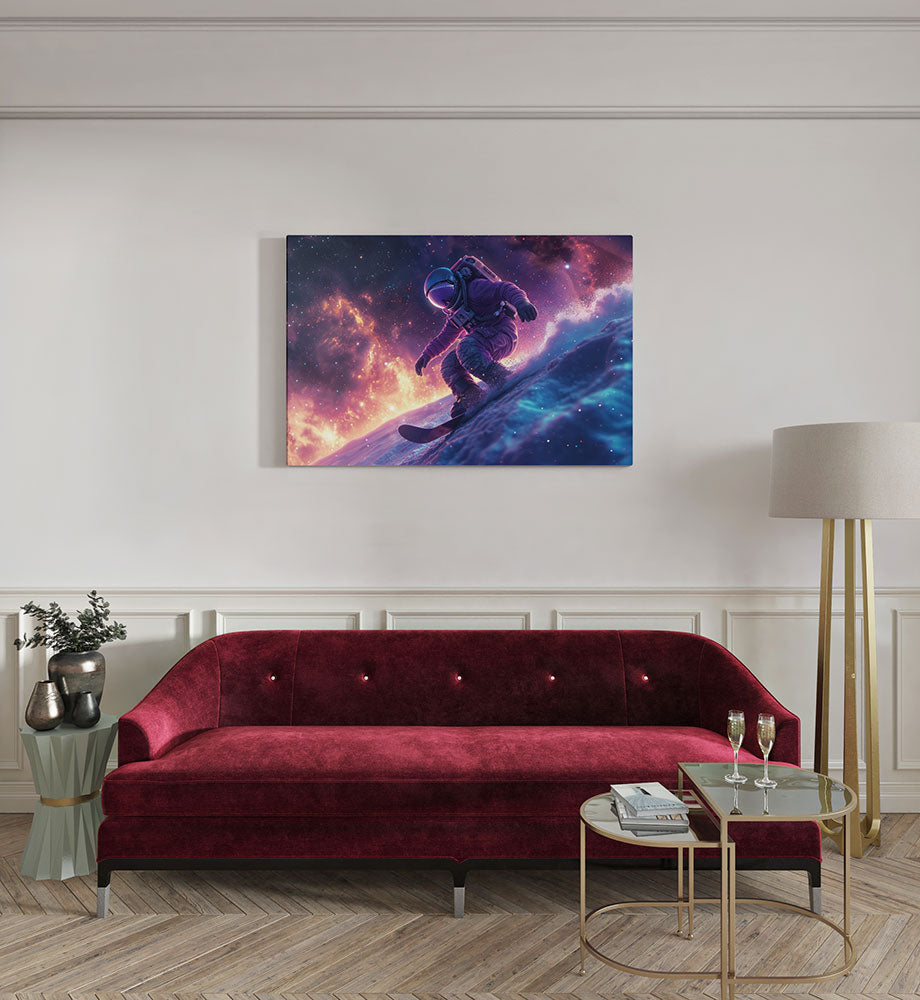 canvas schilderij snowboarding astronaut kamer
