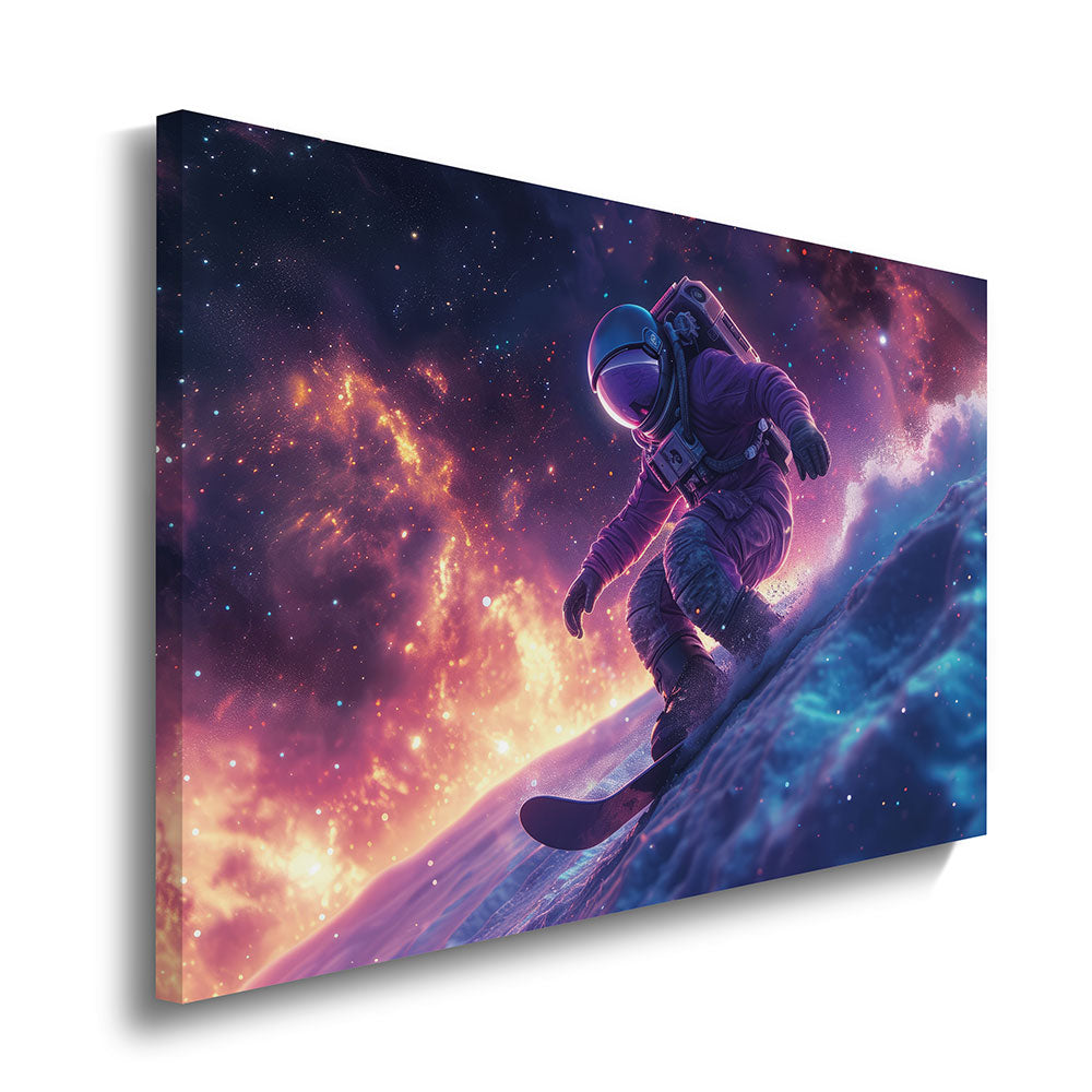 canvas schilderij snowboarding astronaut
