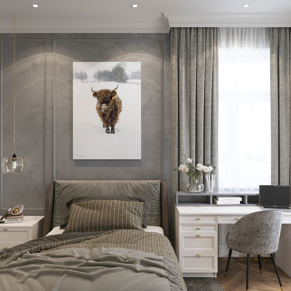 canvas schilderij snowflake hooglander lion slaapkamer