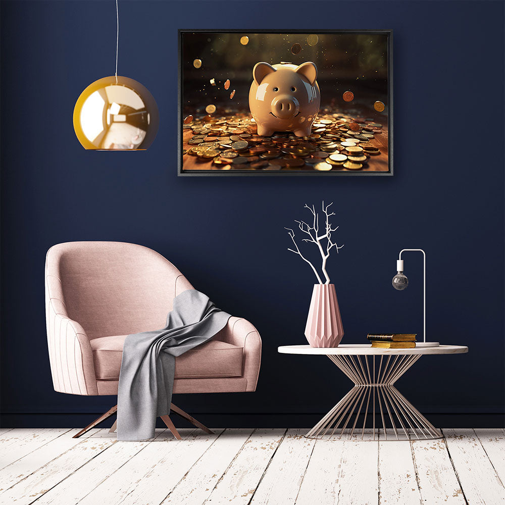 canvas schilderij spaarvarken baklijst kamer