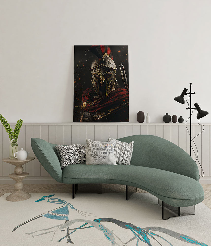 canvas schilderij spartaanse strijder wachtruimte