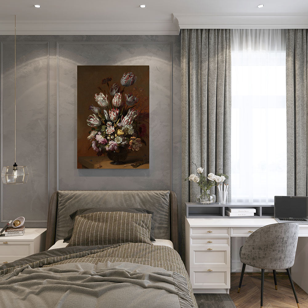 canvas schilderij stilleven met bloemen slaapkamer
