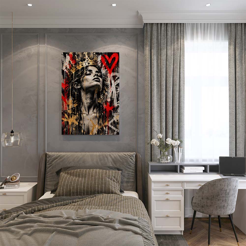 canvas schilderij straatkunst koningin slaapkamer
