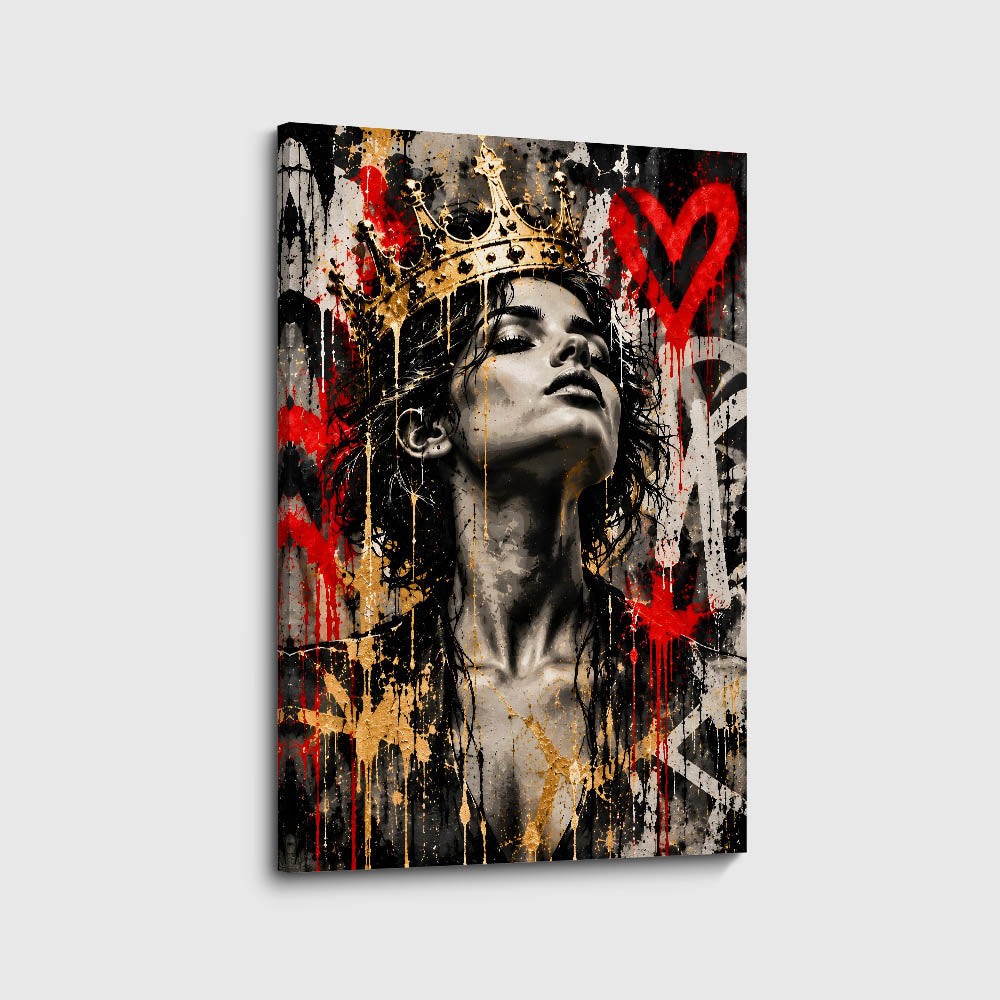 canvas schilderij straatkunst koningin voorkant