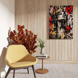 canvas schilderij straatkunst koningin zijkant
