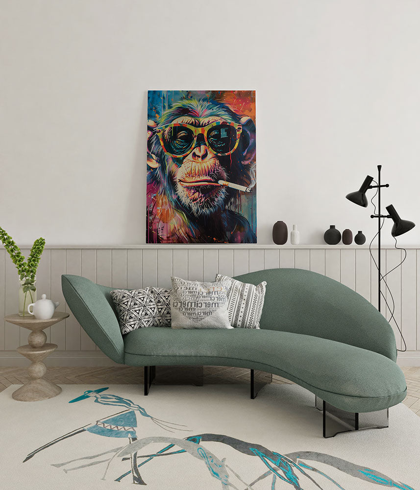 canvas schilderij streetart monkey wachtruimte