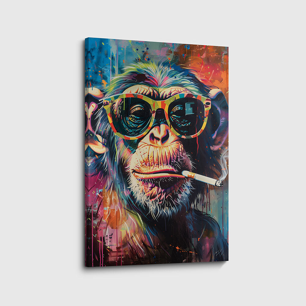 canvas schilderij streetart monkey