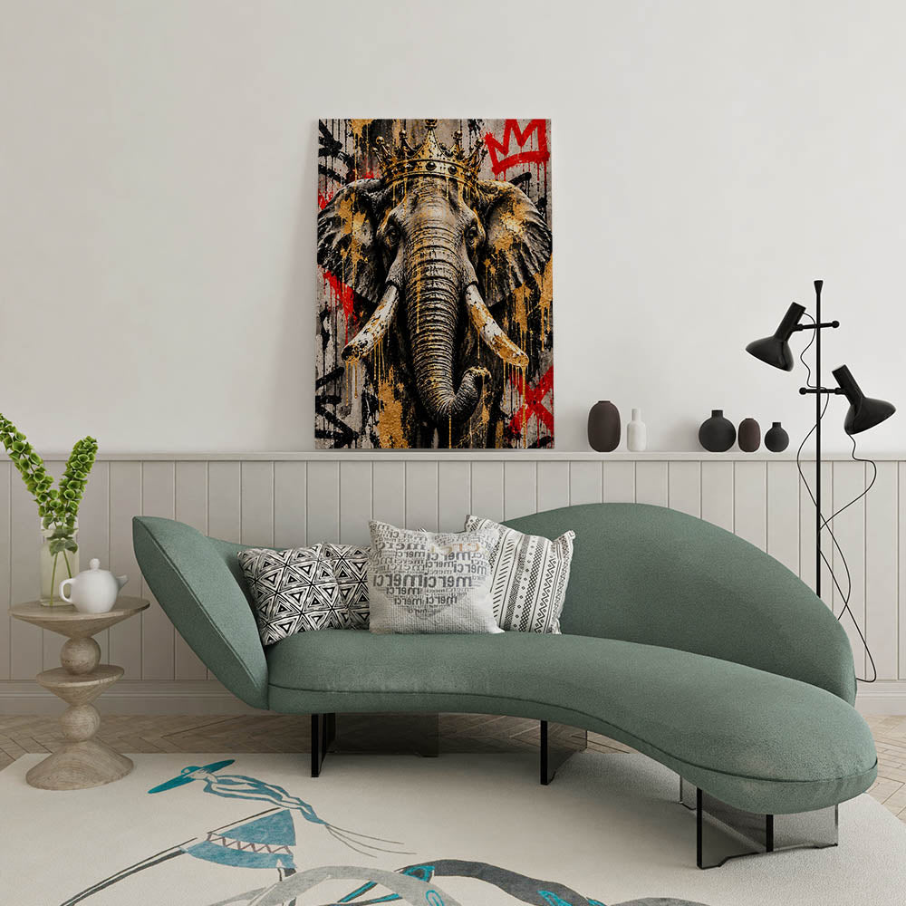 canvas schilderij streetart olifant wachtruimte 1