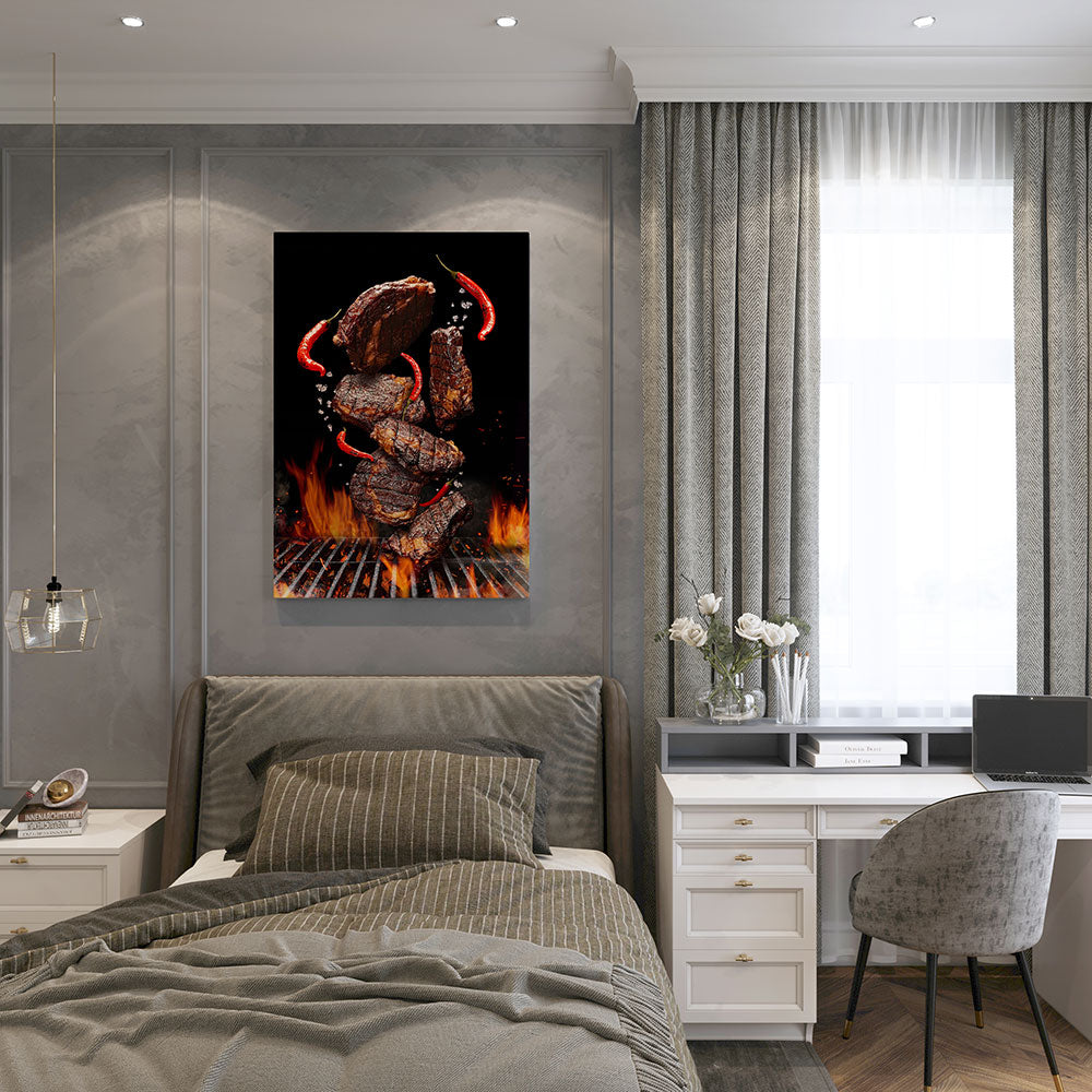 canvas schilderij vlees boven bbq slaapkamer