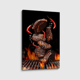 canvas schilderij vlees boven bbq