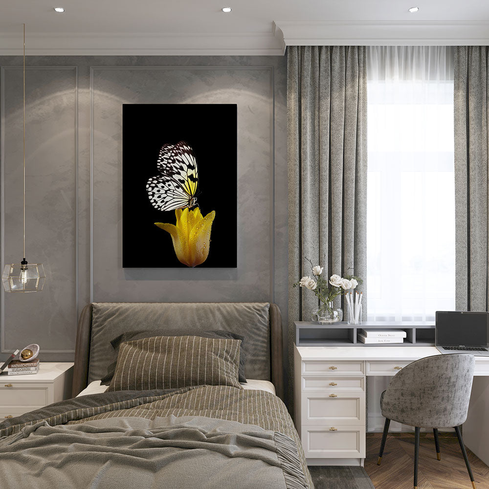 canvas schilderij vlinder bloem slaapkamer