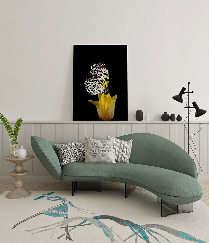 canvas schilderij vlinder bloem wachtruimte