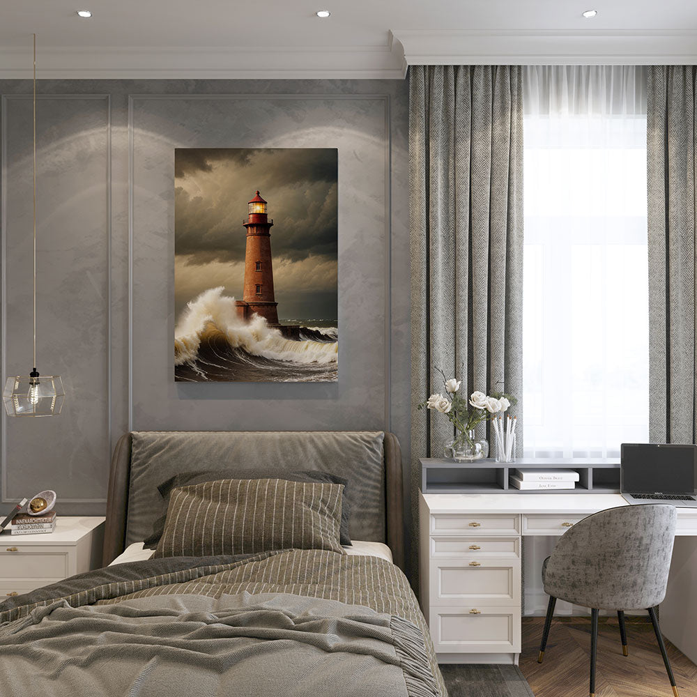 Canvas Schilderij Vuurtoren in de Storm