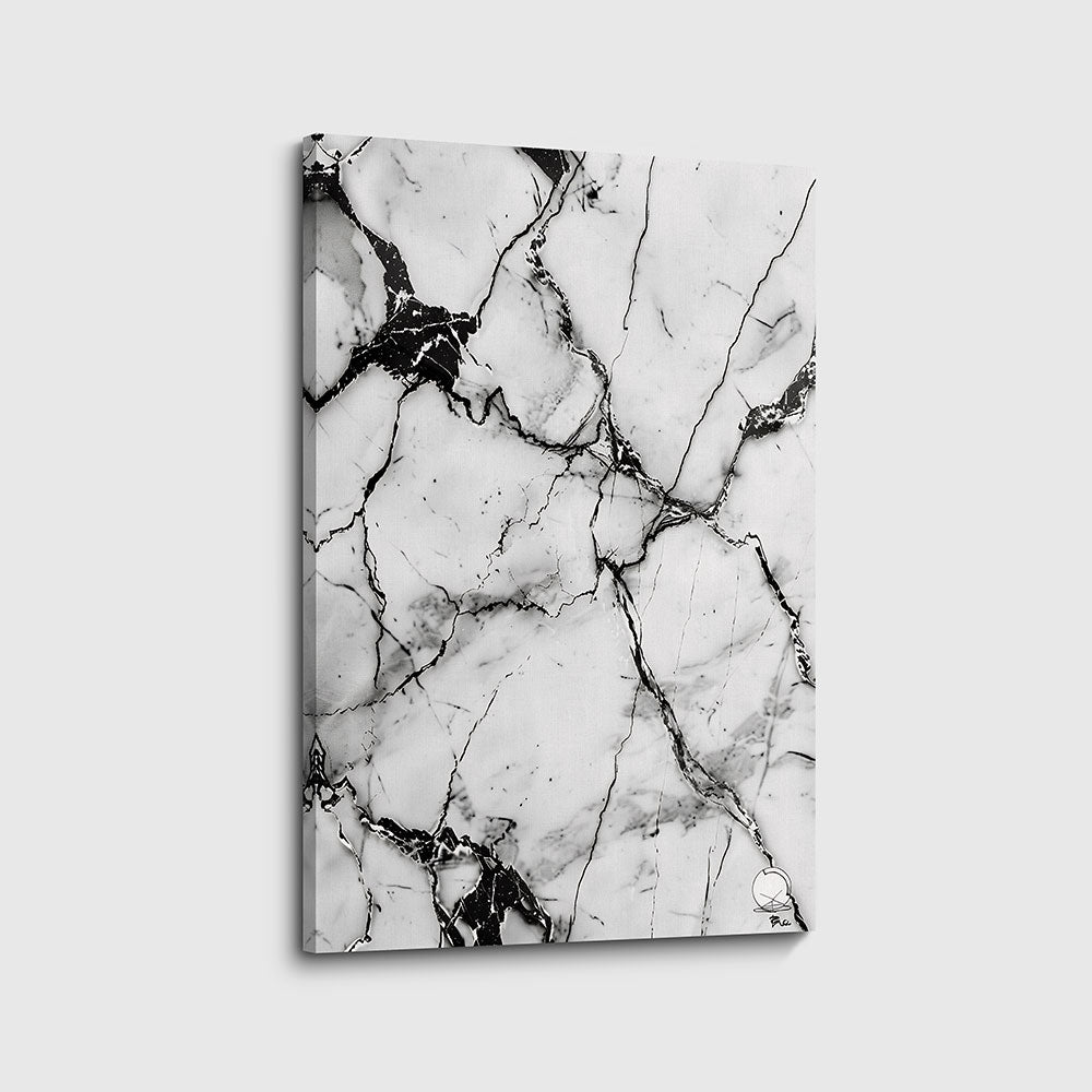 canvas schilderij wit zwart marmer