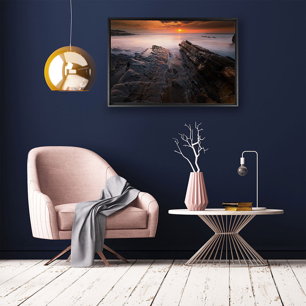 canvas schilderij zonsondergang bidart-baklijst kamer 