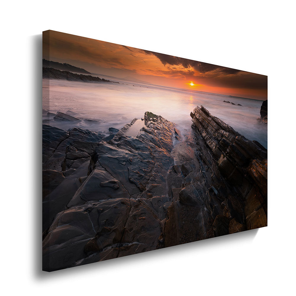 canvas schilderij zonsondergang bidart