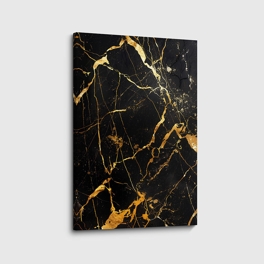 canvas schilderij zwart goud marmer