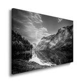 canvas schilderij zwart wit landschap berg