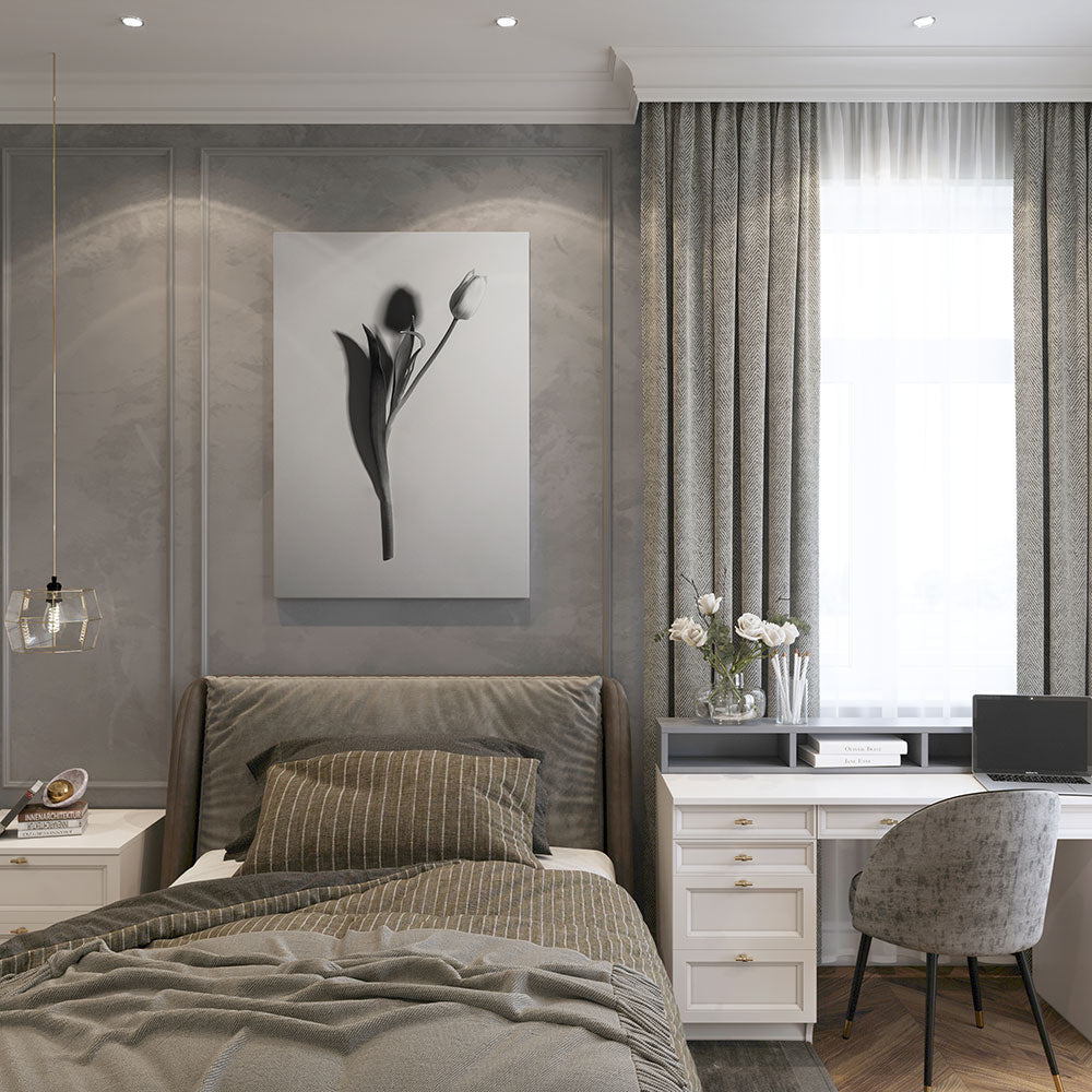 canvas schilderij zwart wit tulp slaapkamer