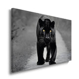 canvas schilderij zwarte panter gele ogen
