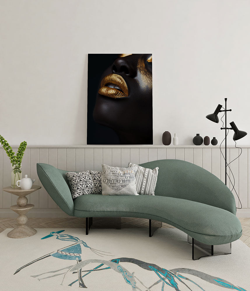 canvas wanddecoratie african gold lips-wachtruimte 1