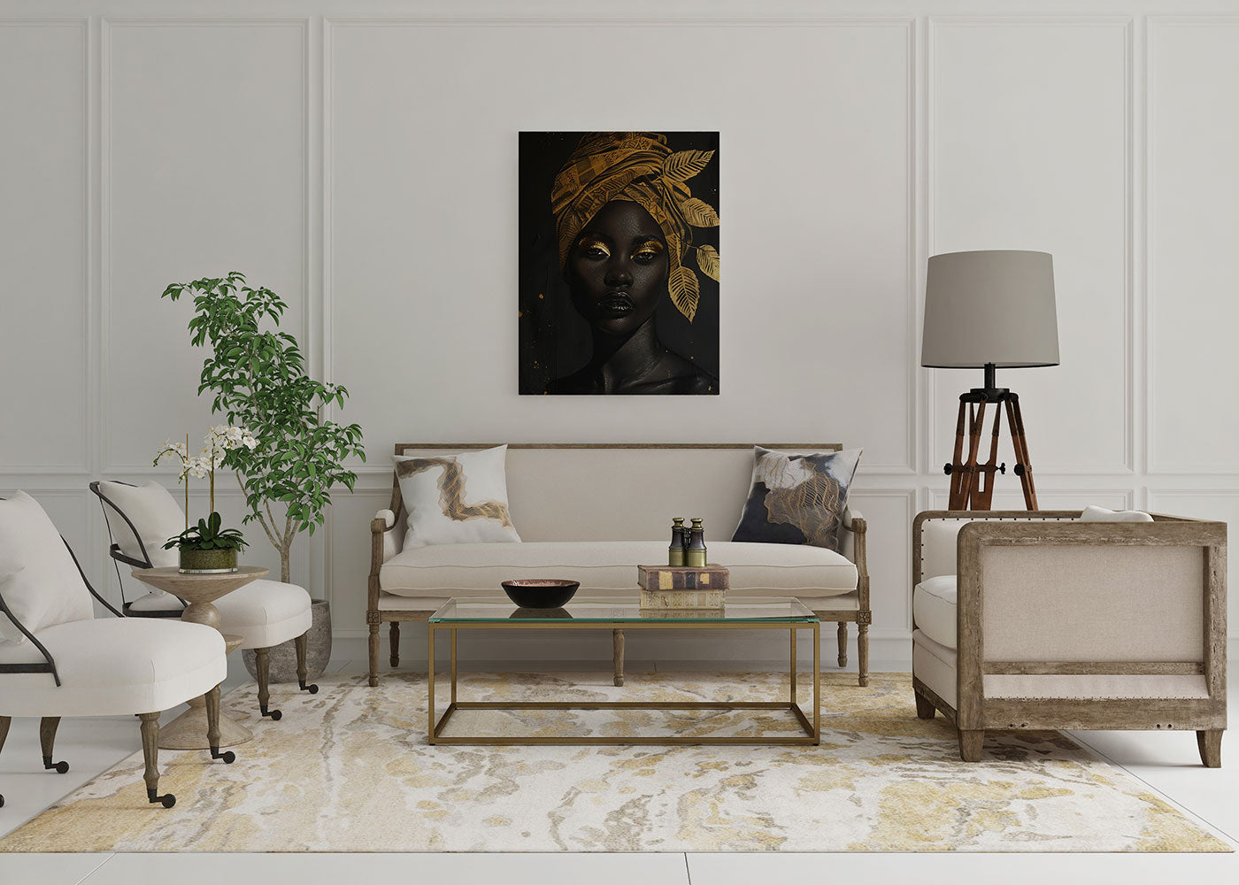 canvas wanddecoratie african woman portret wachtruimte 2