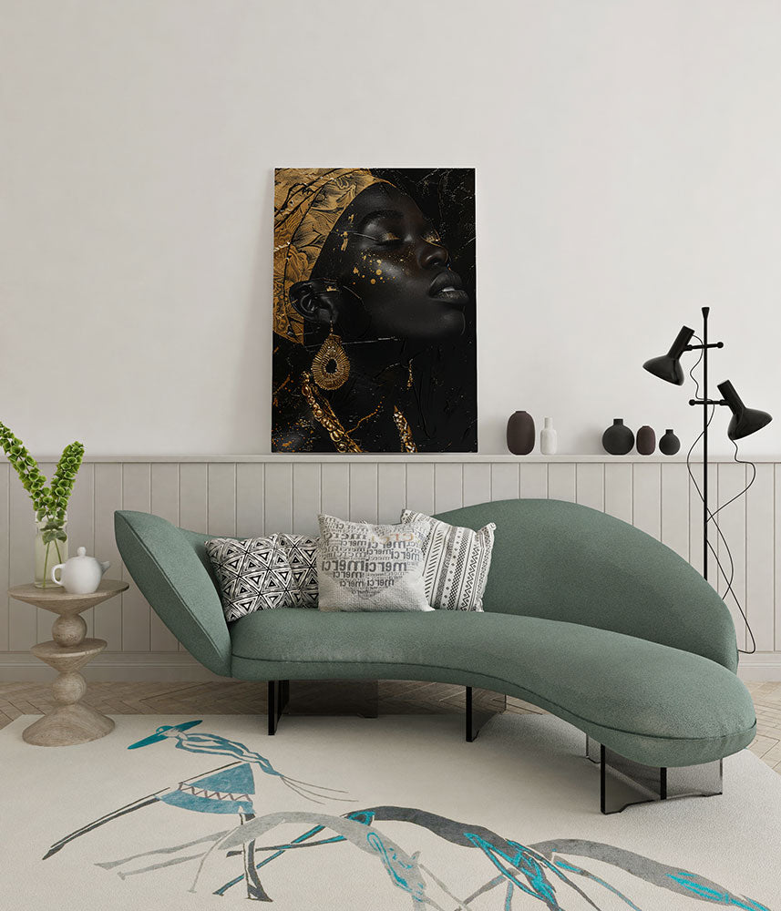 canvas wanddecoratie african woman wachtruimte 1