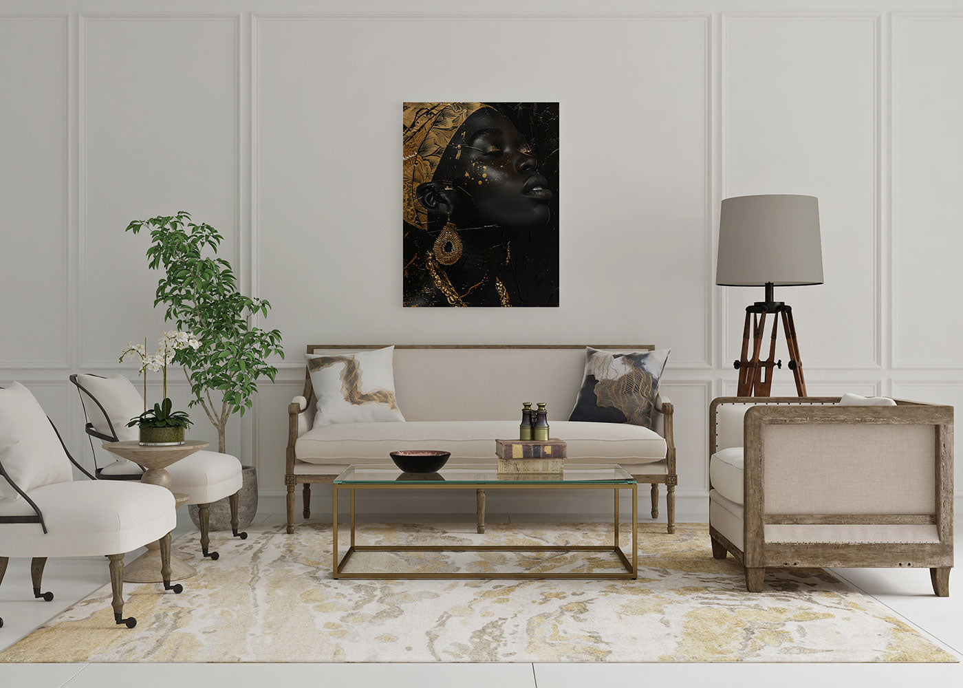 canvas wanddecoratie african woman wachtruimte 2