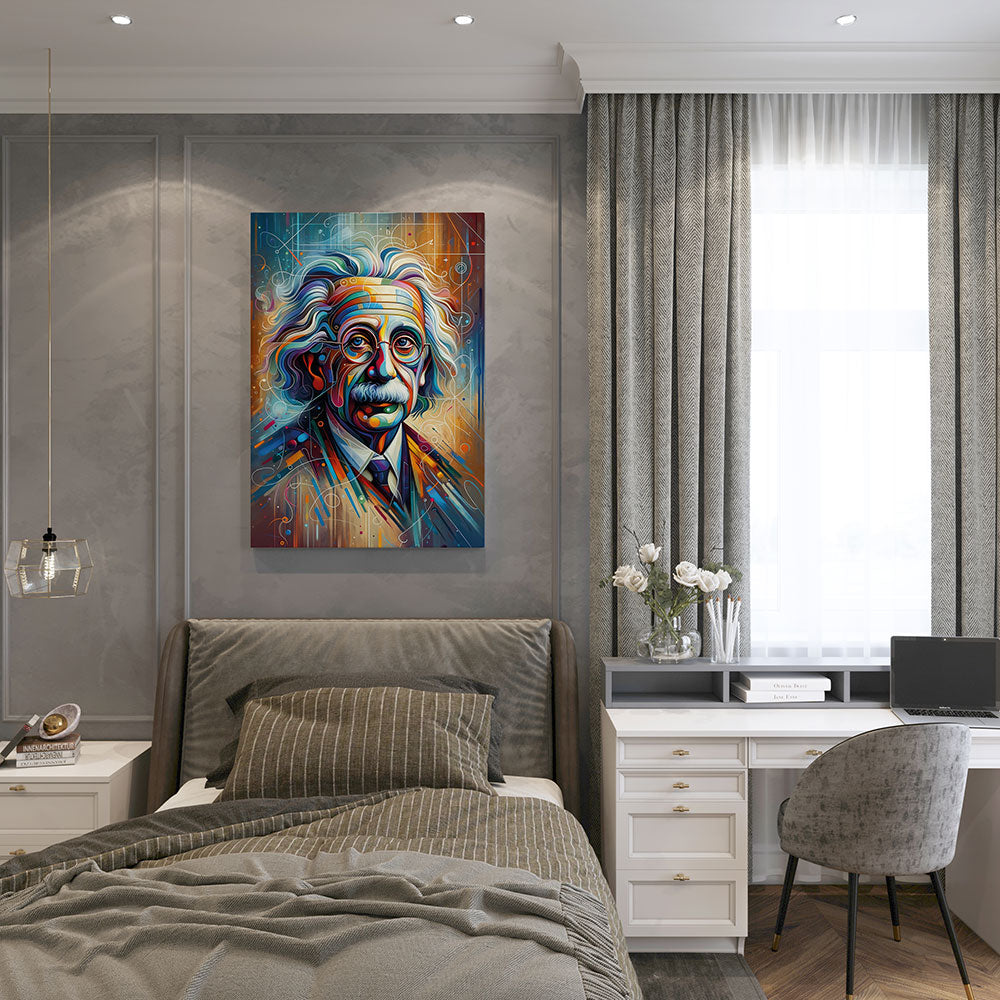 canvas wanddecoratie albert einstein abstract slaapkamer