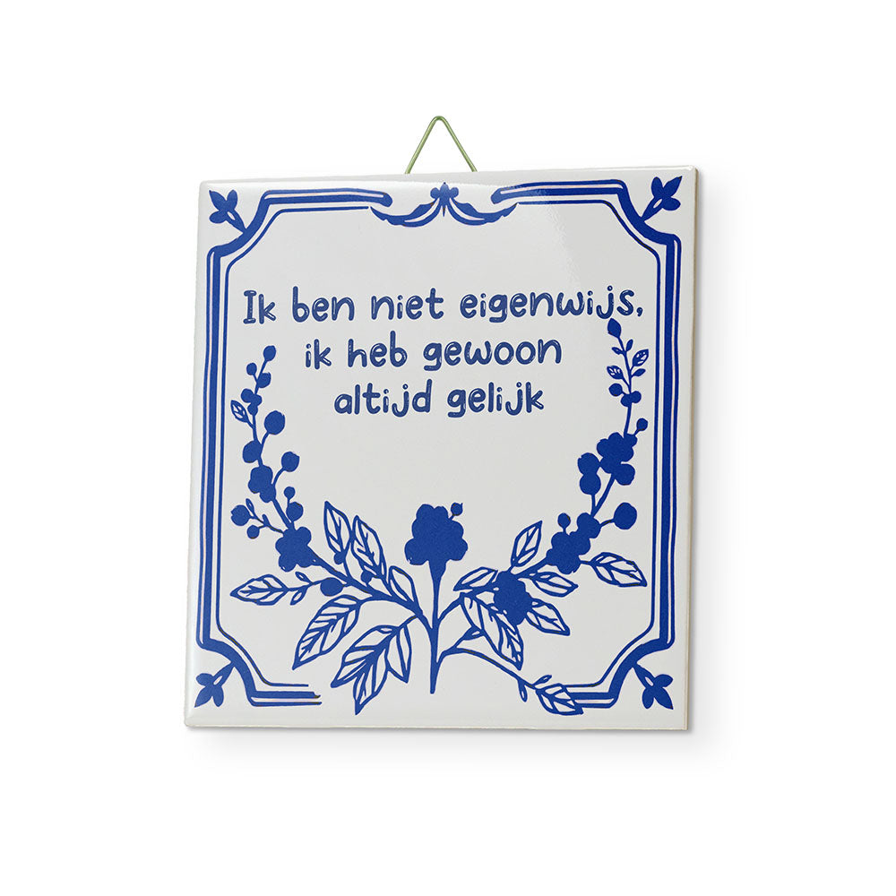 delfts blauw tegeltje eigenwijs glans