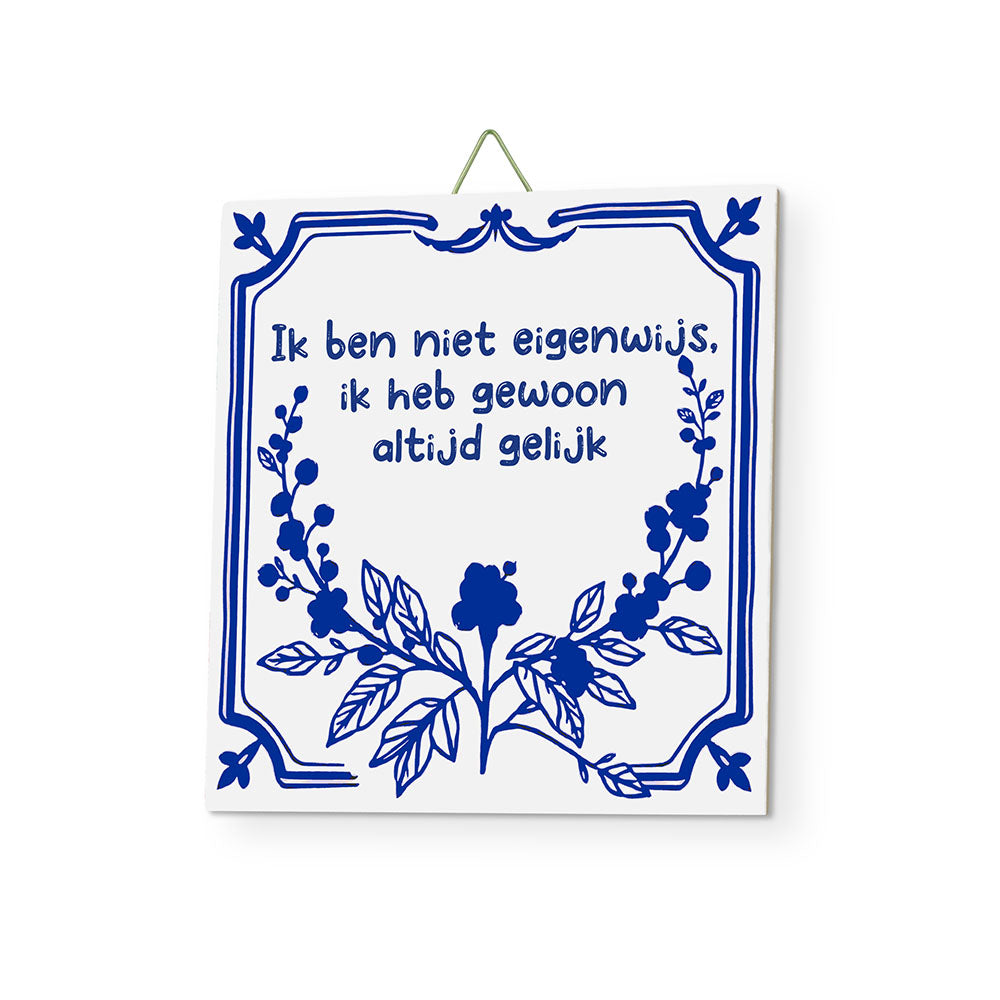 delfts blauw tegeltje eigenwijs mat