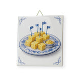 delfts blauw tegeltje kaasblokjes glans