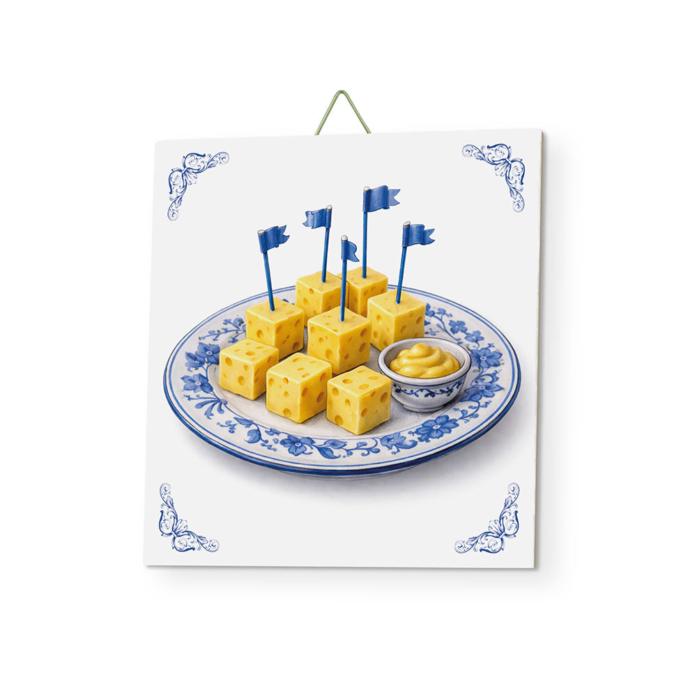 delfts blauw tegeltje kaasblokjes mat