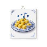 delfts blauw tegeltje kaasblokjes mat