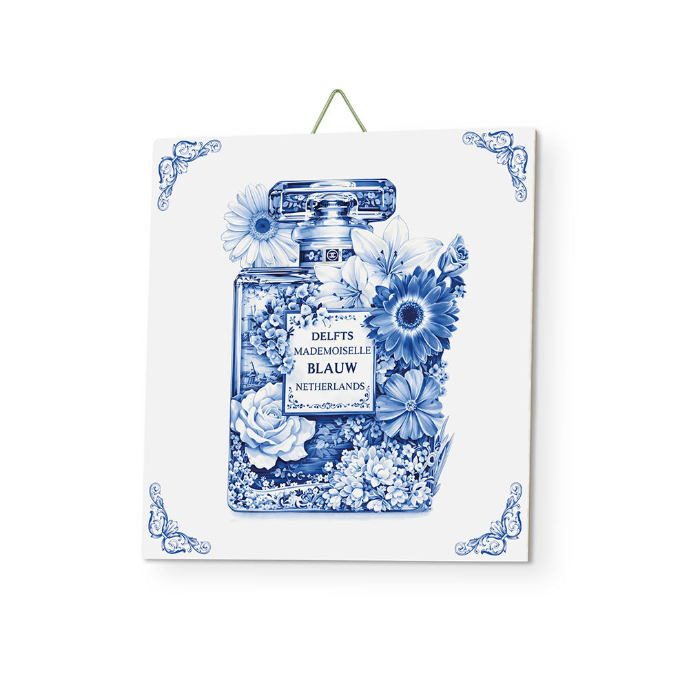 delfts blauw tegeltje parfumflesje mat