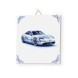 delfts blauw tegeltje sportauto mat